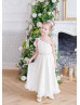 One Shoulder Ivory Chiffon Pleated Flower Girl Dress